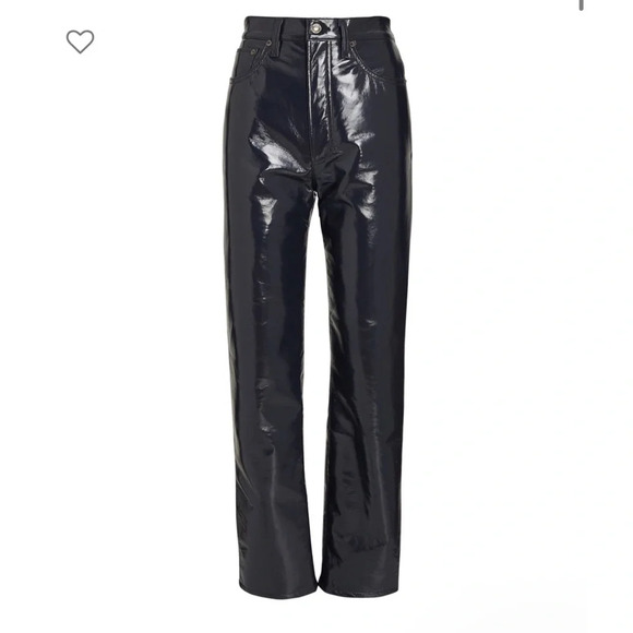 Agolde Recycled Leather 90's Pinch Waist in Shadow Patent Size 26 Pants Revolve - Picture 6 of 11